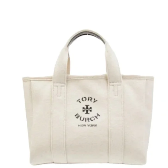 Tory Burch Cream Canvas Tote Bag - Picture 1 of 7